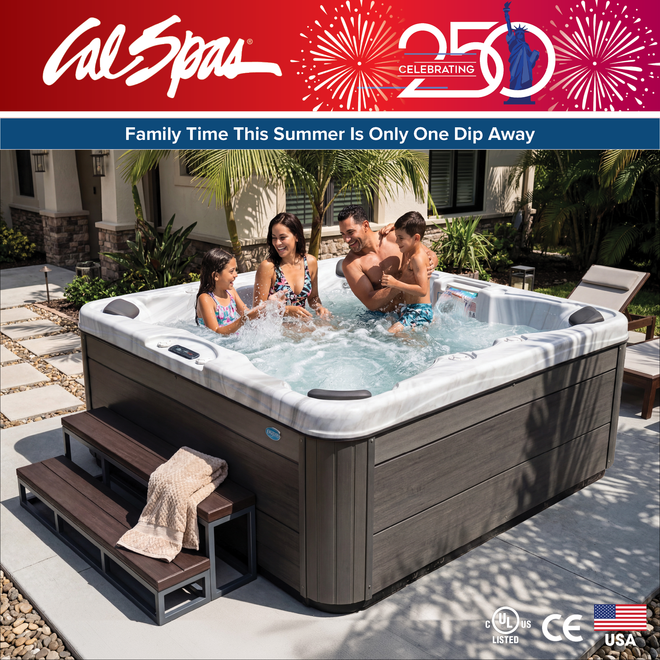 Calspas hot tub being used in a family setting - Camarillo